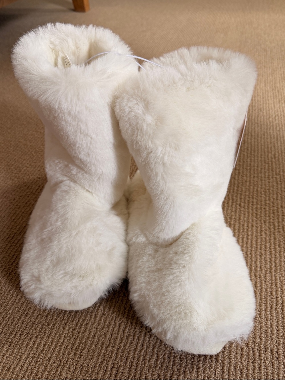 LC Lauren Conrad Plush Faux Fur Boot Slippers - Cream